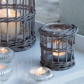 Wicker Glass Lantern - Small