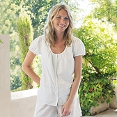 Buy Stripe Cotton Pyjama Top - Grey Stripe from The White Company