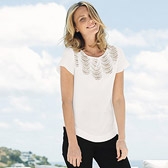 Buy Scallop Lace Insert Top - Winter White from The White Company