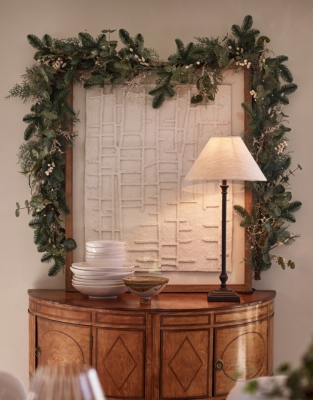 250cm Pre-Lit Frosted Eucalyptus Garland