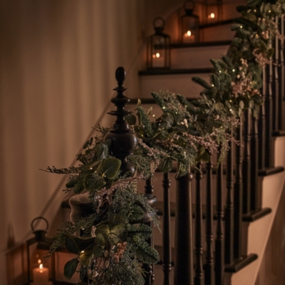 250cm Pre-Lit Frosted Eucalyptus Garland