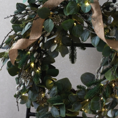 60cm Pre Lit Foraged Winter Wreath