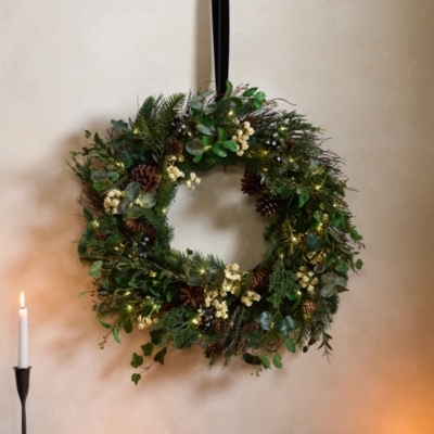 60cm Pre Lit Ultimate Pinecone Wreath