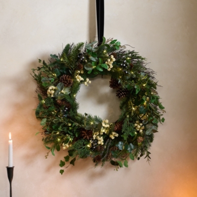 60cm Pre Lit Ultimate Pinecone Wreath