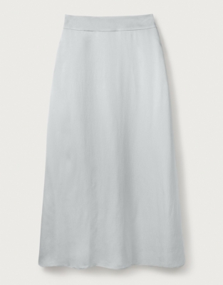 A-Line Hammered Satin Skirt - Soft Gray