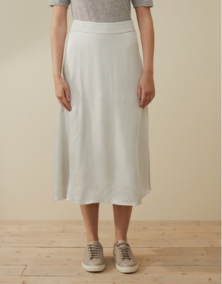 A-Line Hammered Satin Skirt - Soft Grey