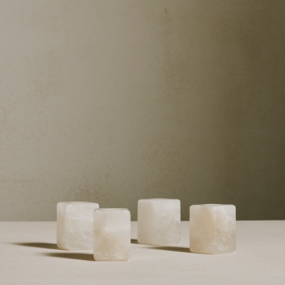 Alabaster Cube Candle Holders – Set of 4