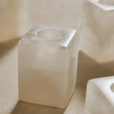 Alabaster Cube Candle Holders – Set of 4
