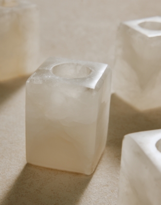 Alabaster Cube Candle Holders – Set of 4