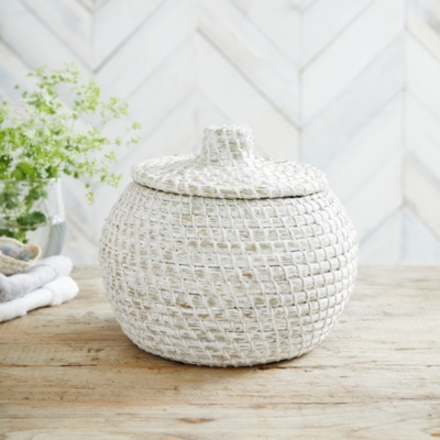 white basket with lid