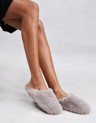 All-Over Faux-Fur Mule Slippers