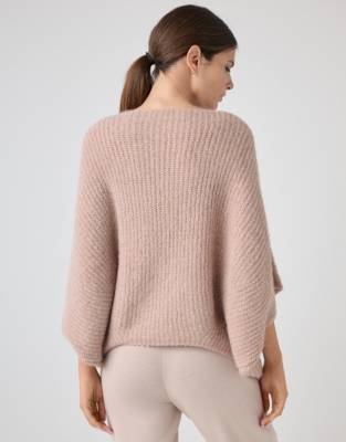 Alpaca Blend Oversized Ribbed Sweater - Soft Rose