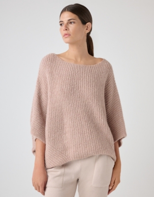 Alpaca Blend Oversized Ribbed Sweater - Soft Rose