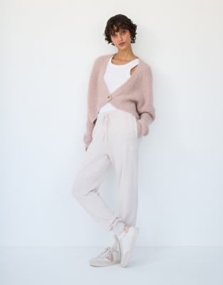 Alpaca Blend Ribbed Cardigan - Soft Rose