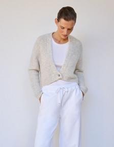 Alpaca Blend Ribbed Cardigan