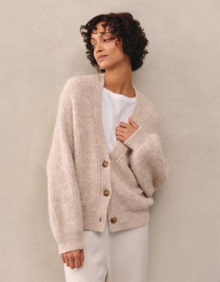 Alpaca Blend Ribbed Cardigan Valentine's Day Gifts The White
