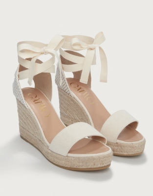 Ankle Tie High Wedge Espadrille Sandal