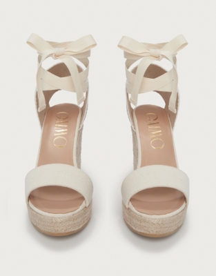 Ankle Tie High Wedge Espadrille Sandal