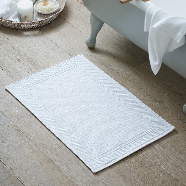 Antibes Bath Mat Mats The, White Bathroom Rugs Without Rubber Backing