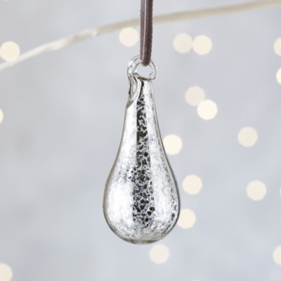 Antiqued Drop Glass Baubles – Set of 6