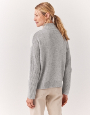 Asymmetric Colorblock Sweater with Cashmere
