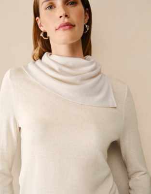 Asymmetric Drape Collar Jumper with Cashmere