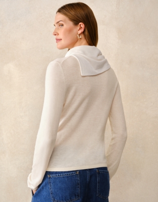 Asymmetric Drape Collar Jumper with Cashmere