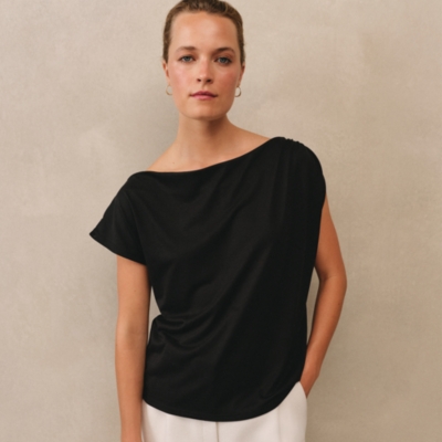 トップス Asymmetric Cotton-blend Jersey Top Asymmetric cotton-blend jersey top in pink - Entire Studios