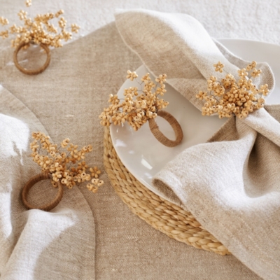 Austell Wooden Beaded Napkin Rings – Set of 4