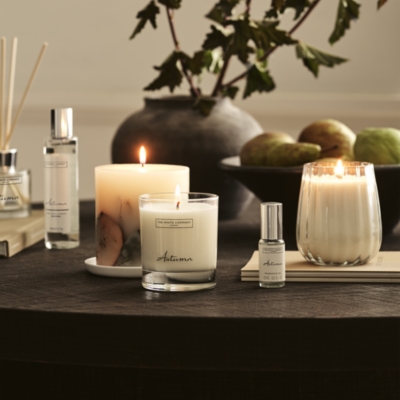 Autumn Ribbed Glass Candle