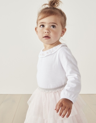 Baby Embroidered Floral Frill Collar Bodysuit (024mths) Baby Girls