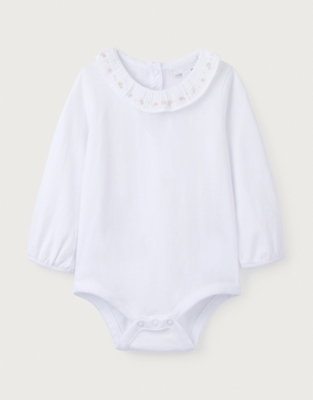 Baby Embroidered Floral Frill Collar Bodysuit (024mths) Baby Girls