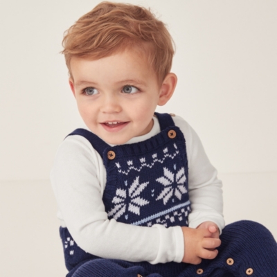 Baby Organic Cotton And Wool Fair Isle Dungarees & Top Set (0–24mths)