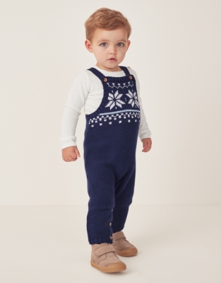 Baby Organic Cotton And Wool Fair Isle Dungarees & Top Set (0–24mths)