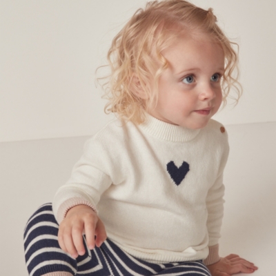 Baby Organic Cotton And Wool Heart Jumper & Striped Leggings Set (0–24mths)