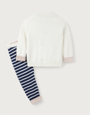 Baby Organic Cotton And Wool Heart Jumper & Striped Leggings Set (0–24mths)