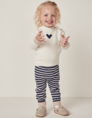 Baby Organic Cotton And Wool Heart Jumper & Striped Leggings Set (0–24mths)