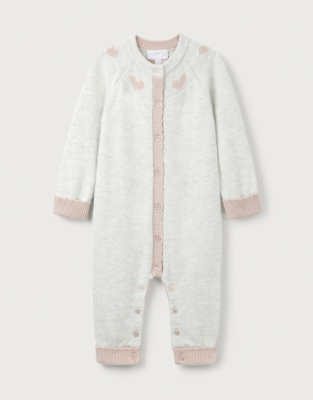 Baby Organic Cotton And Wool Heart Knitted Romper (0–24mths)