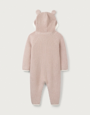 Baby Organic Cotton And Wool Hooded Knitted Romper (0–24mths)