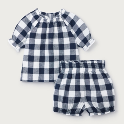Baby Organic Cotton Blend Gingham Blouse & Bloomers Set (0–24mths)