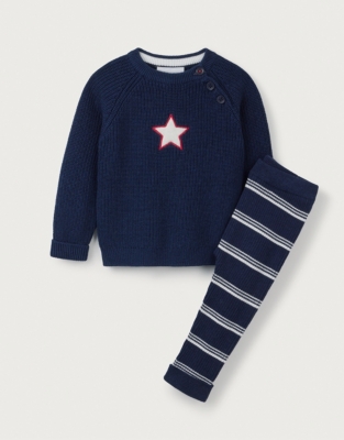 Baby Organic Cotton Star Jumper & Striped Leggings Set (0–24mths)