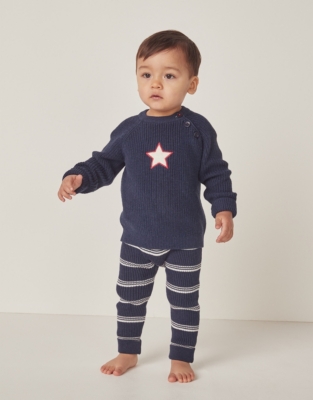 Baby Organic Cotton Star Jumper & Striped Leggings Set (0–24mths)