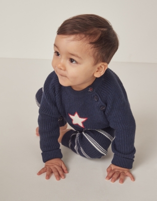 Baby Organic Cotton Star Jumper & Striped Leggings Set (0–24mths)