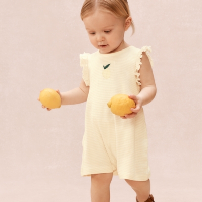 Baby Organic Cotton Stripe Lemon Romper (0–2yrs)