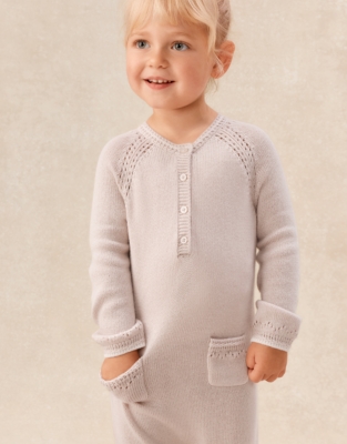 Baby Pointelle Knitted Romper — with Cashmere (0–24mths)