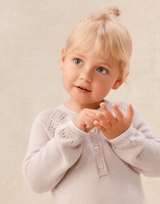 Baby Pointelle Knitted Romper — with Cashmere (0–24mths)