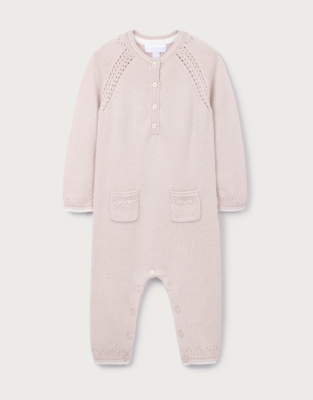 Baby Pointelle Knitted Romper — with Cashmere (0–24mths)