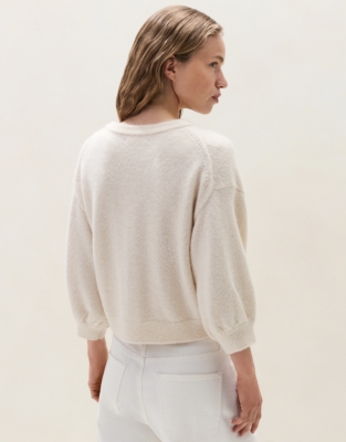 Balloon Sleeve Cardigan with Alpaca