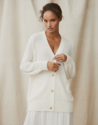 Balloon-Sleeve Cardigan with Alpaca | Clothing Sale | The White Company UK