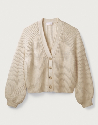 cream balloon sleeve cardigan
